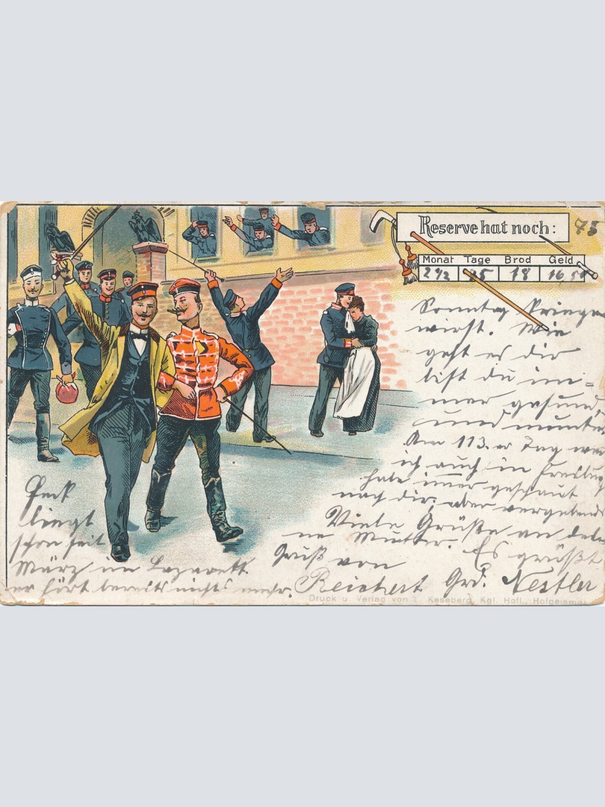 Litho - Karte Reserve hatt noch ... (9127)