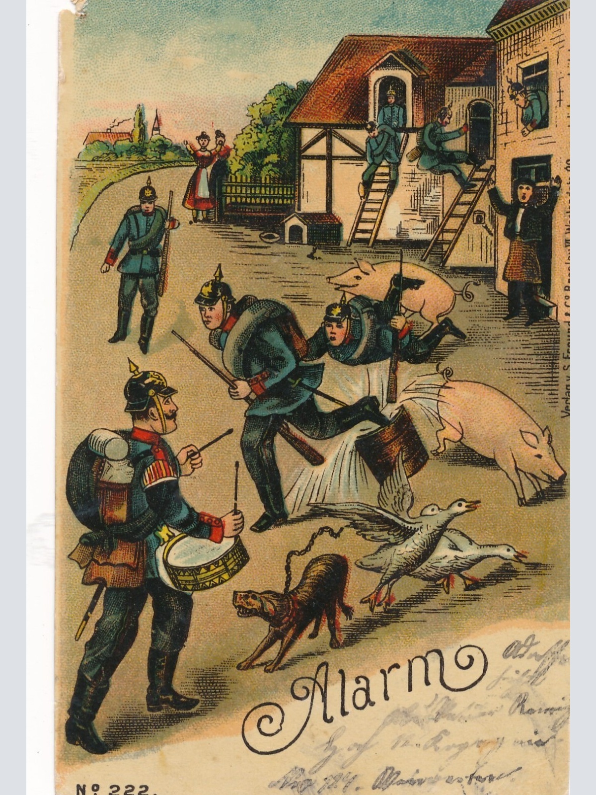 Litho - Karte Alarm Soldaten in Panik (9133)