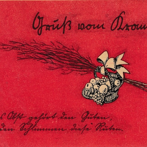 AK, Gruß vom Krampus, Obstkorb mit Rute (S2350)