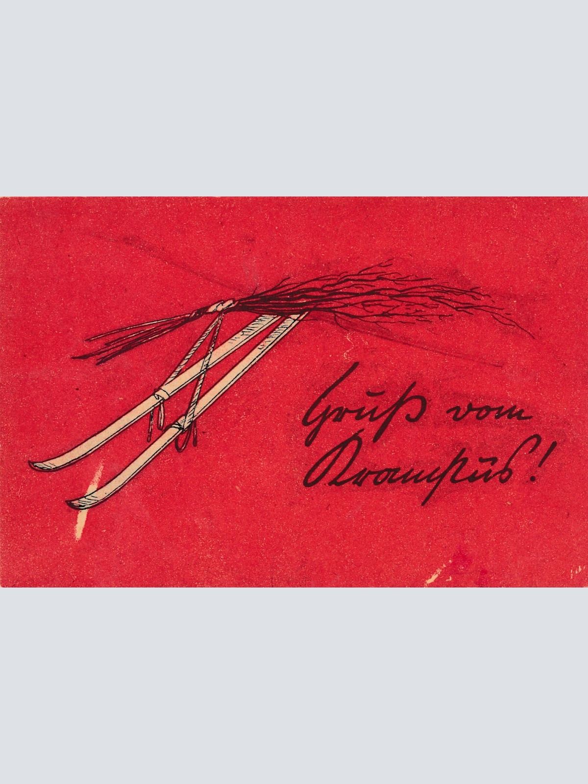 AK, Gruß vom Krampus, Ski mit Rute (S2351)