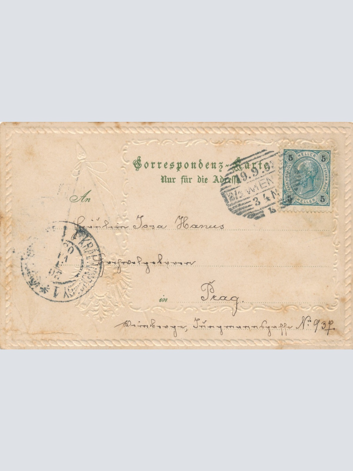 Präge - Karte aus Wien mit Universität und Liebenbergdenkmal (7537)