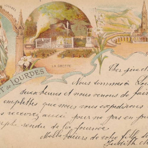 Litho - Karte Salut de Lourdes Frankreich Ansichtskarte (9333)