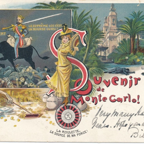 Litho - Karte gruss aus Monte Carlo Monaco Le Casino Ansichtskarte (9325)