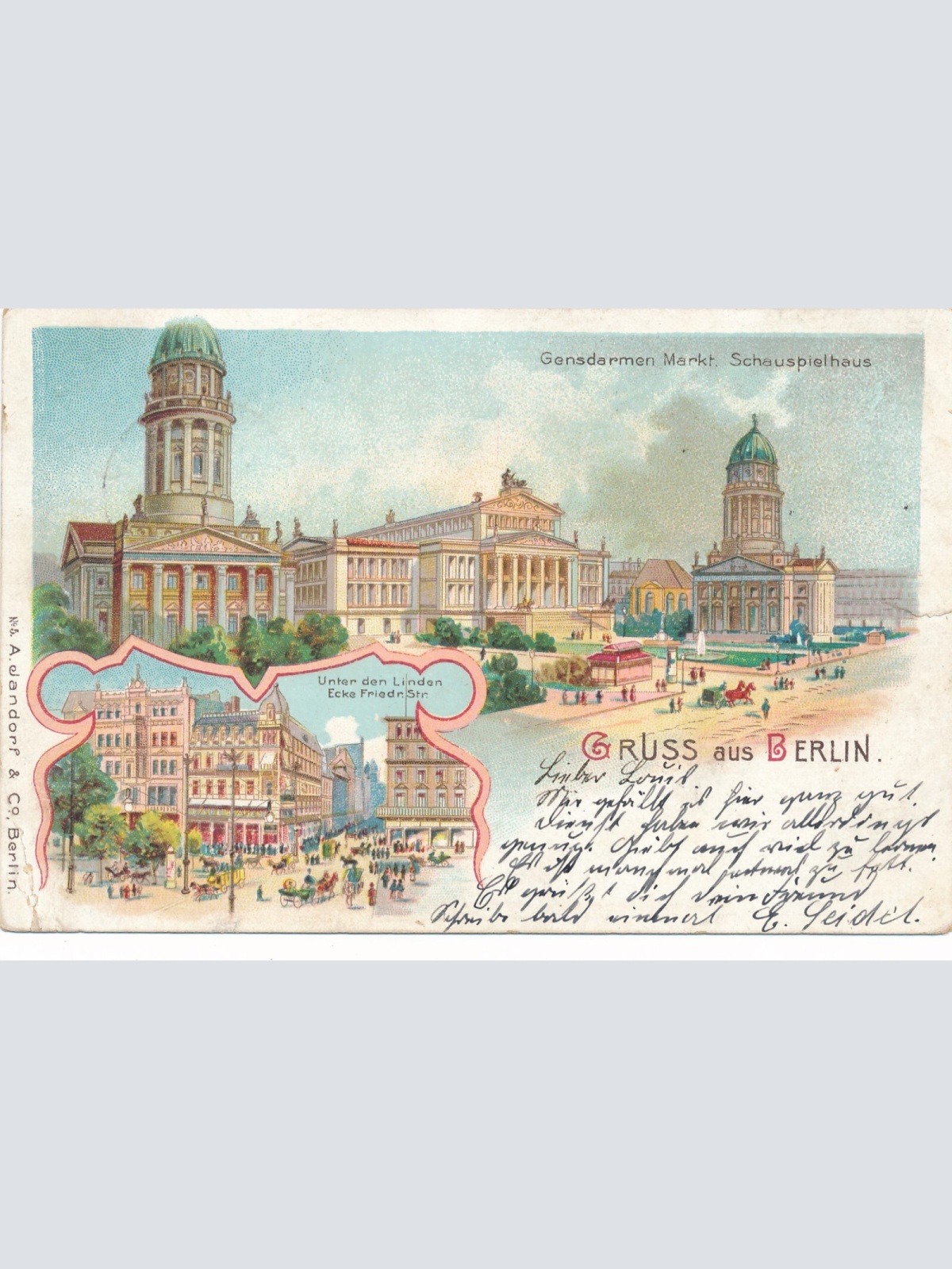 Litho - Karte gruss aus Berlin Schauspielhaus Ansichtskarte (9356)