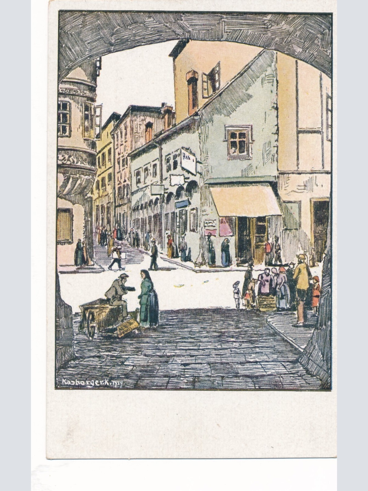 AK aus Wels Schmiedgaße Oberösterreich Ansichtskarte (9300)