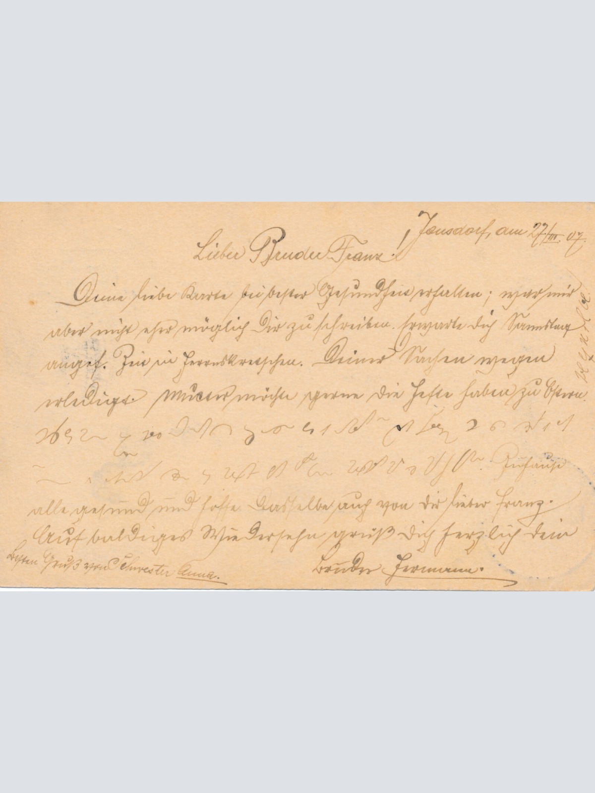 5 Heller Ganzsachen - Karte 1907 aus Herrnskretschen (9980)