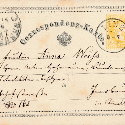 2 Kreuzer Ganzsachen - Karte 1871 aus Linz (9983)