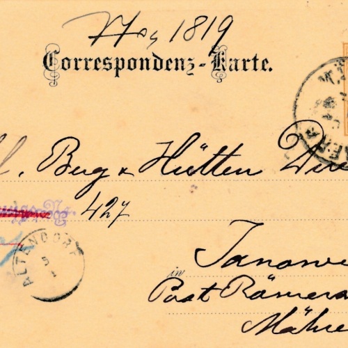 2 Kreuzer Ganzsachen - Karte 1887 aus Schönberg (9987)