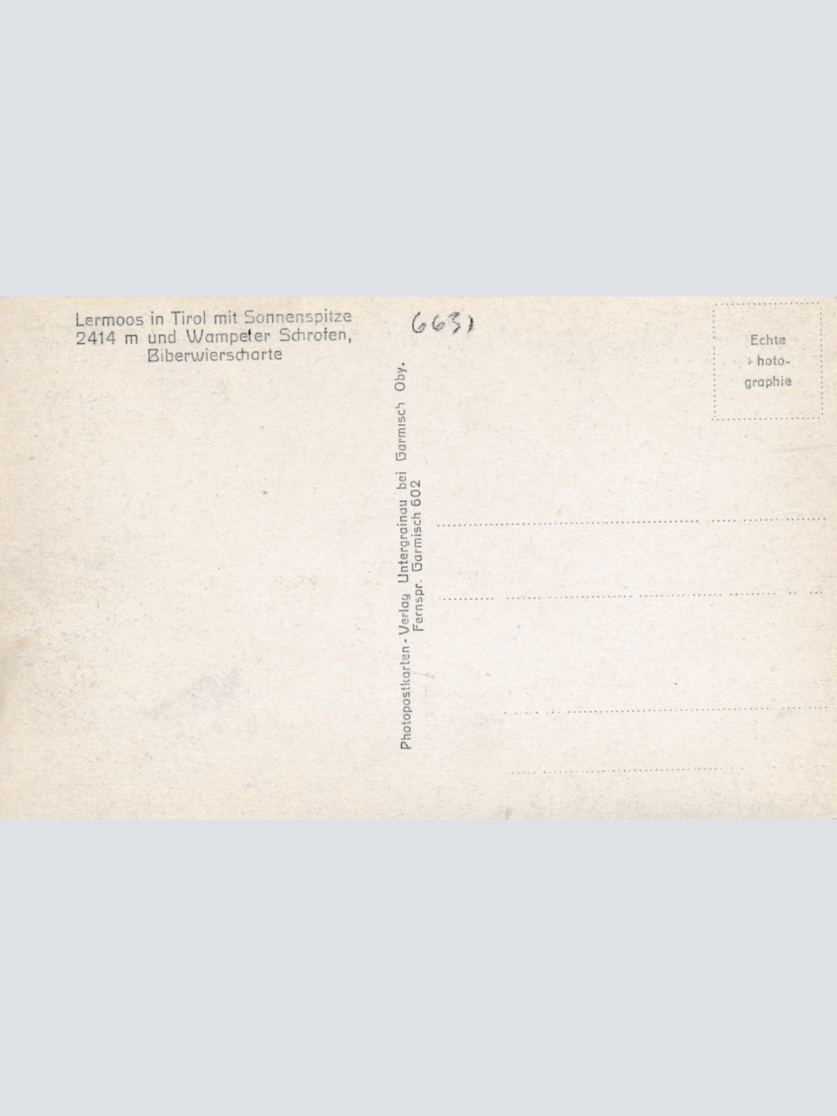 AK aus Lermoos Tirol Ansichtskarte (9910)