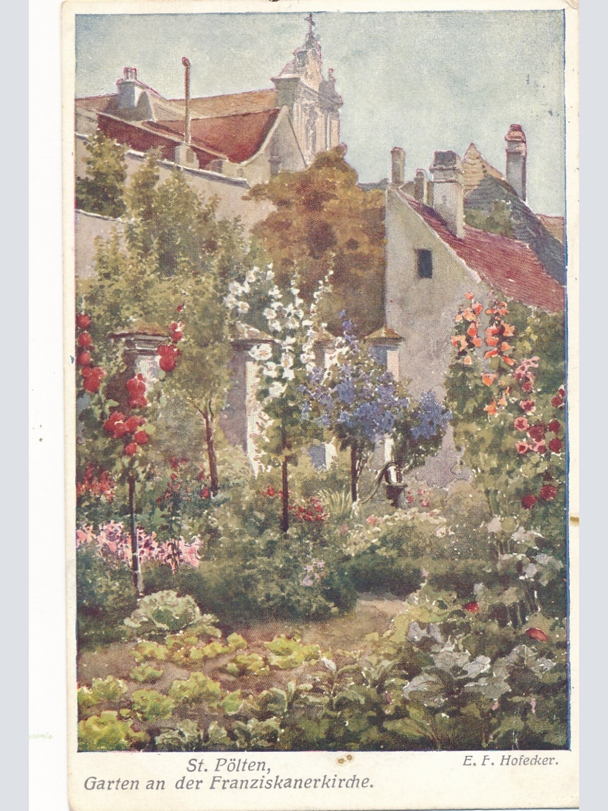 AK aus St. Pölten mit Garten der Franzisk. Niederösterreich Ansichtskarte (9884)
