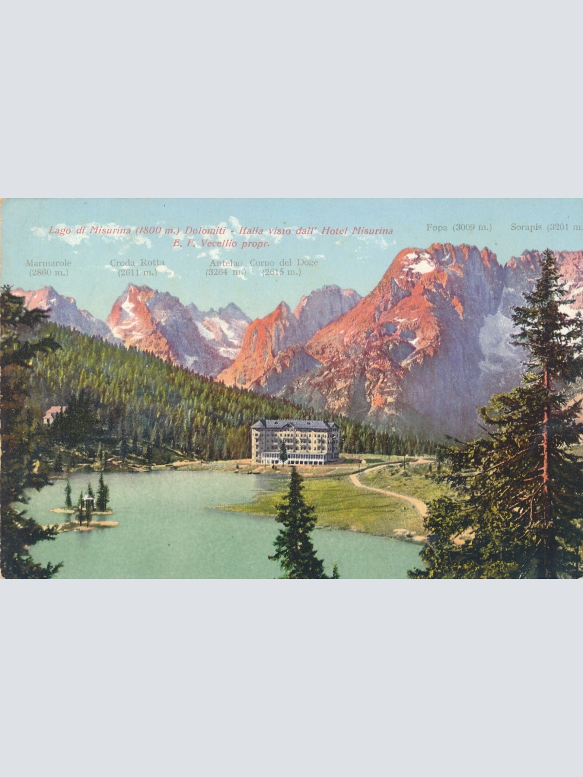 AK aus Misurina mit Hotel Misurina Italien Ansichtskarte (9638)