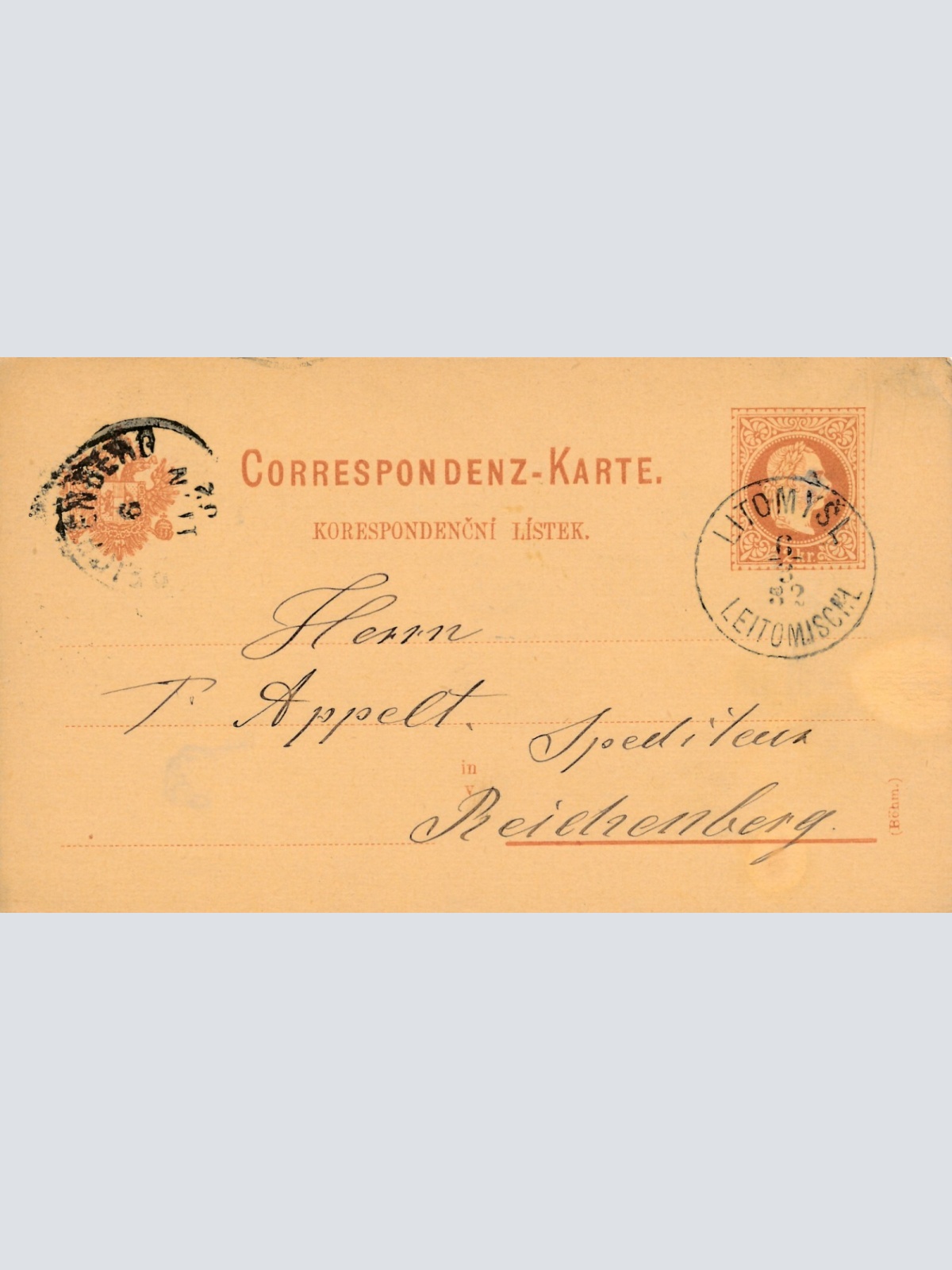 2 Kreuzer - Ganzsachen - Karte 1882 aus Litomysl - Leitomischl (10186)