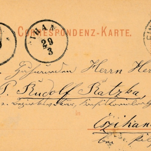 2 Kreuzer - Ganzsachen - Karte 1883 aus Einsiedel (10047)