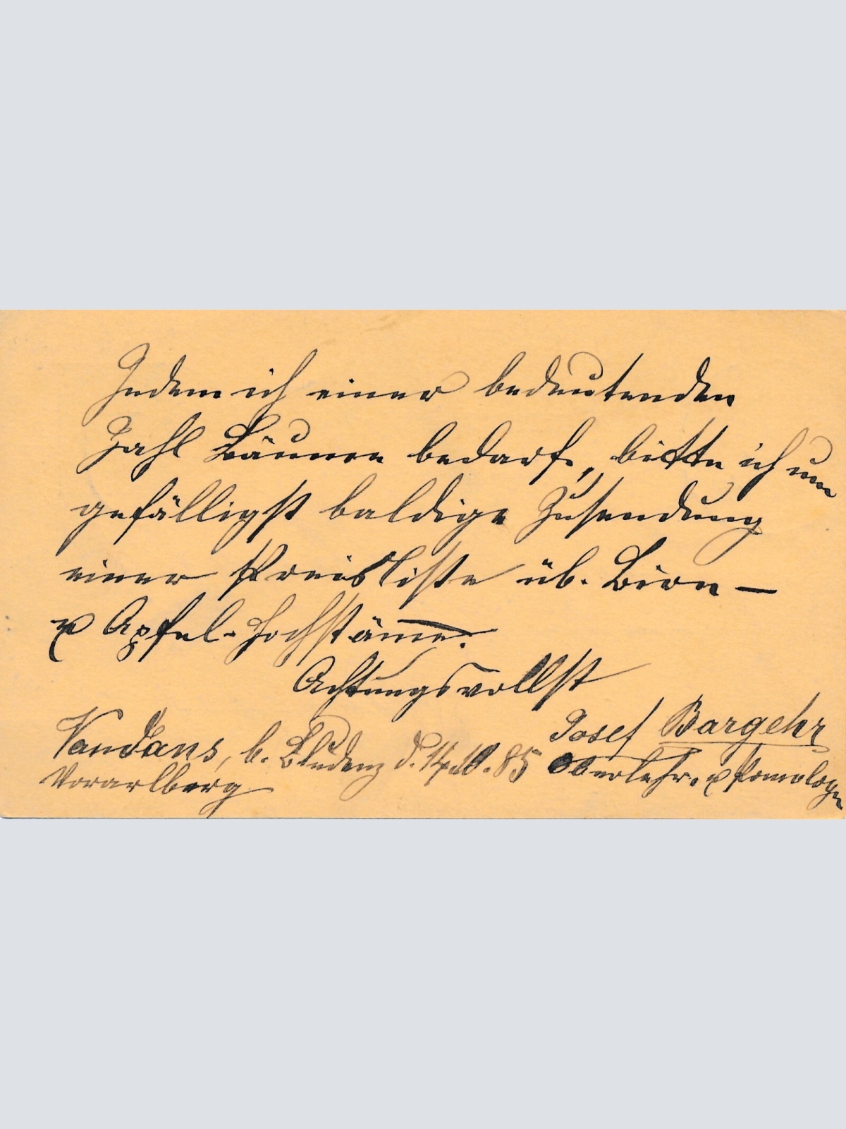 2 Kreuzer - Ganzsachen - Karte 1885 aus Bludenz (10145)