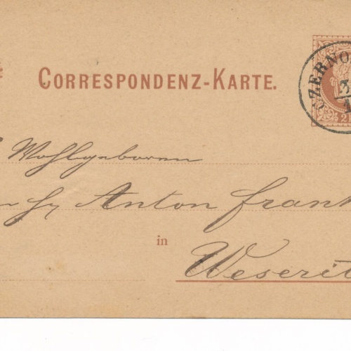 2 Kreuzer - Ganzsachen - Karte 1878 aus Czernowitz (10162)