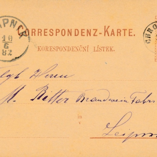 2 Kreuzer - Ganzsachen - Karte 1882 aus Chropin (10163)