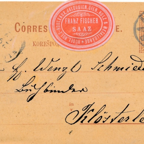 2 Kreuzer - Ganzsachen - Karte 1874 aus Saaz (10147)