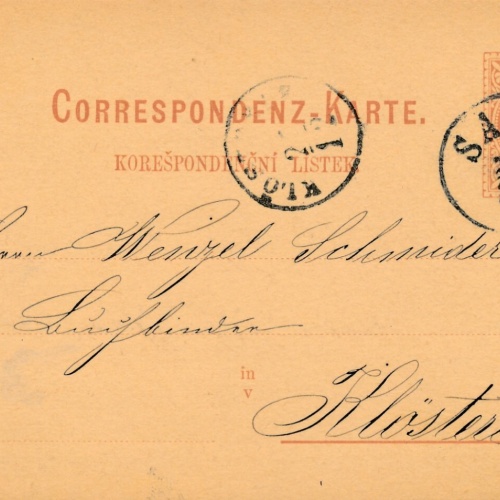 2 Kreuzer - Ganzsachen - Karte 1876 aus Saaz (10148)