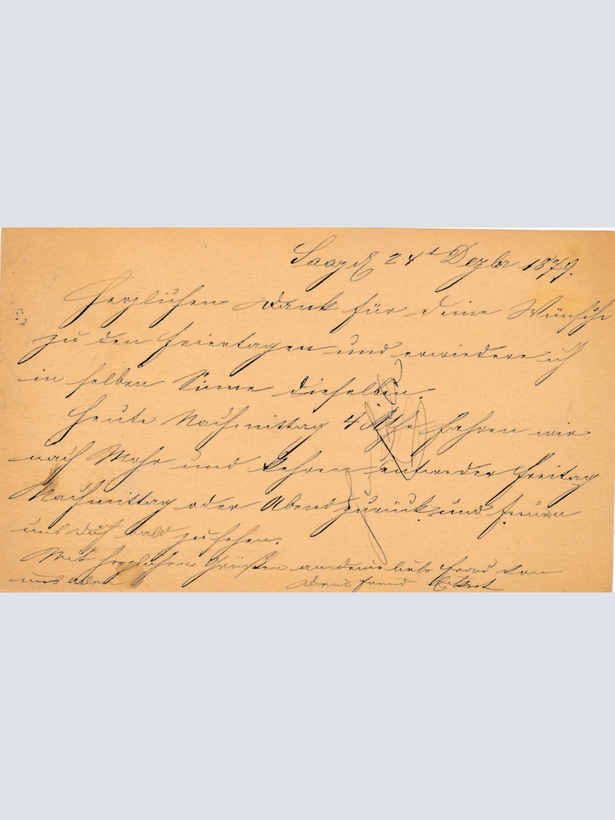 2 Kreuzer - Ganzsachen - Karte 1876 aus Saaz (10148)