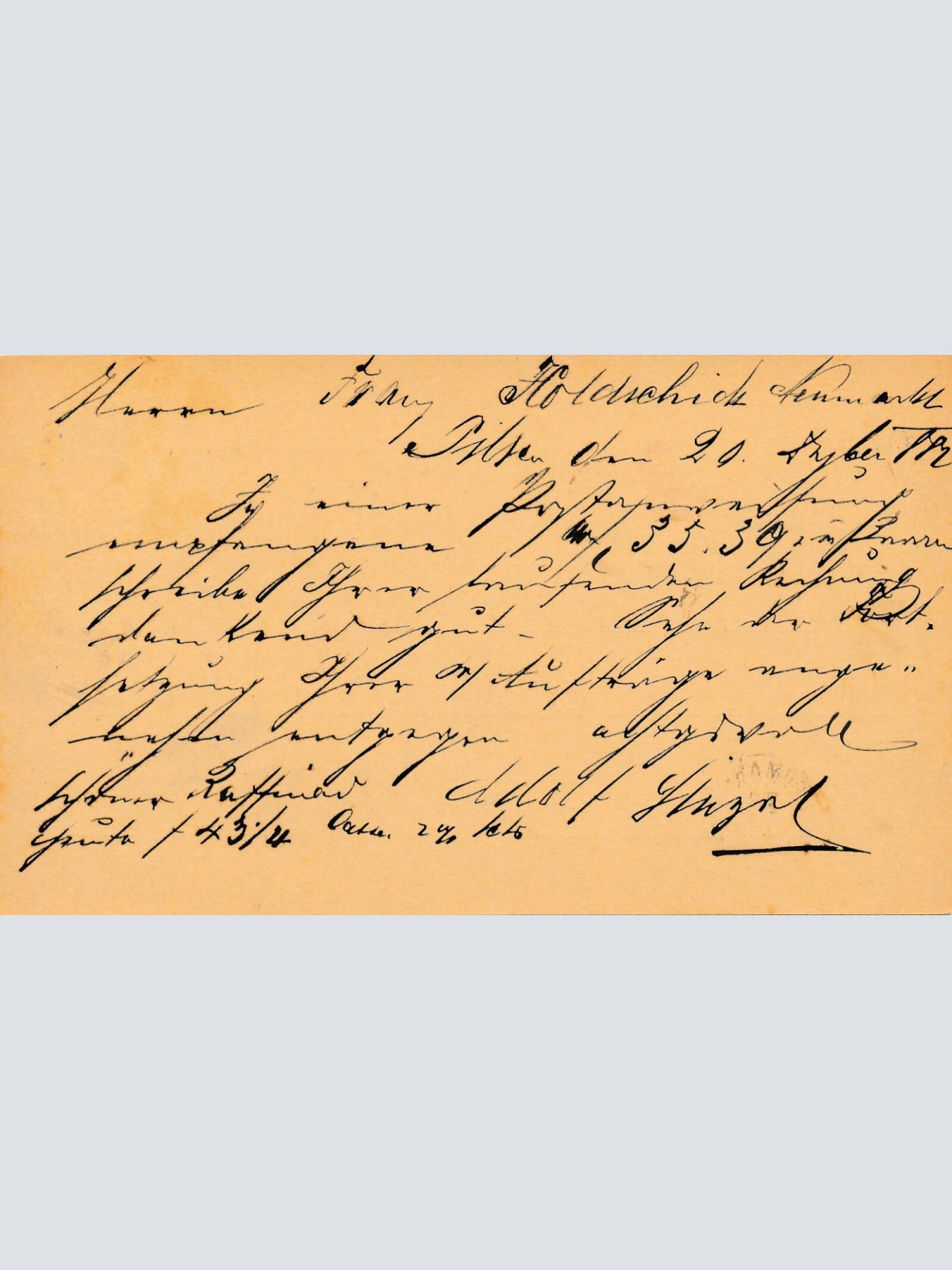 2 Kreuzer - Ganzsachen - Karte 1882 aus Pilsen (10083)