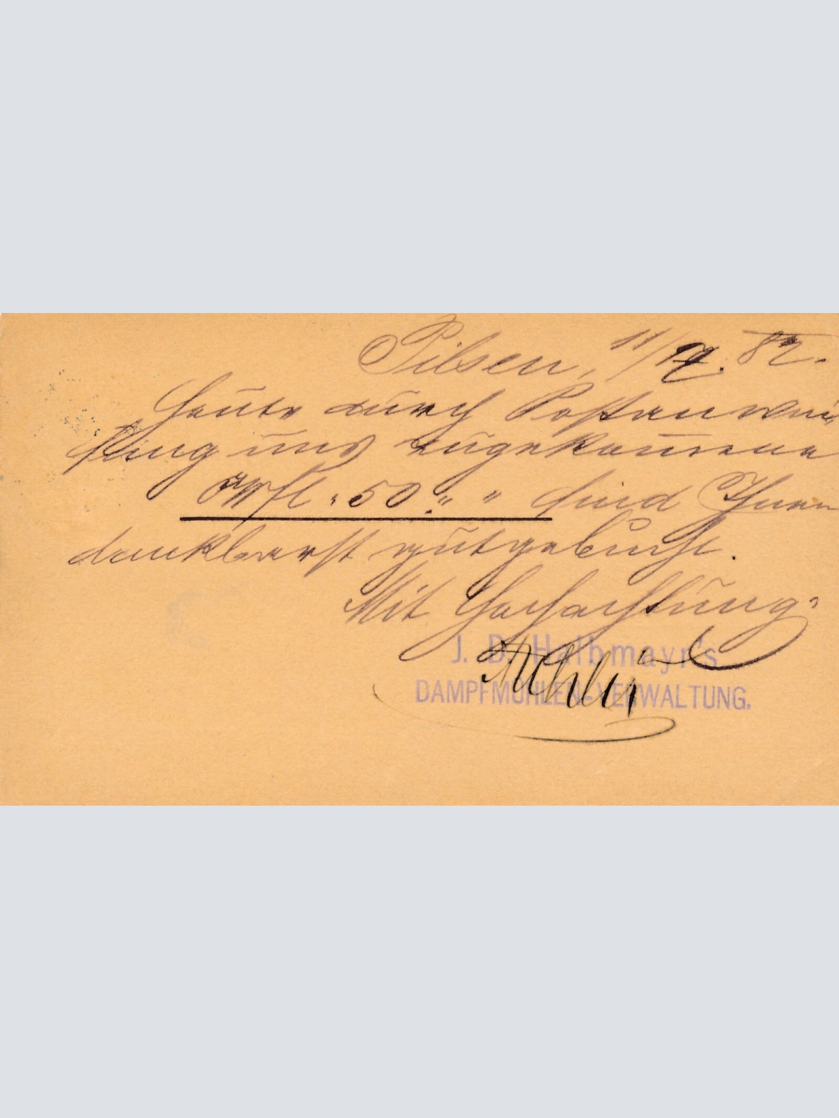 2 Kreuzer - Ganzsachen - Karte 1882 aus Pilsen (10098)