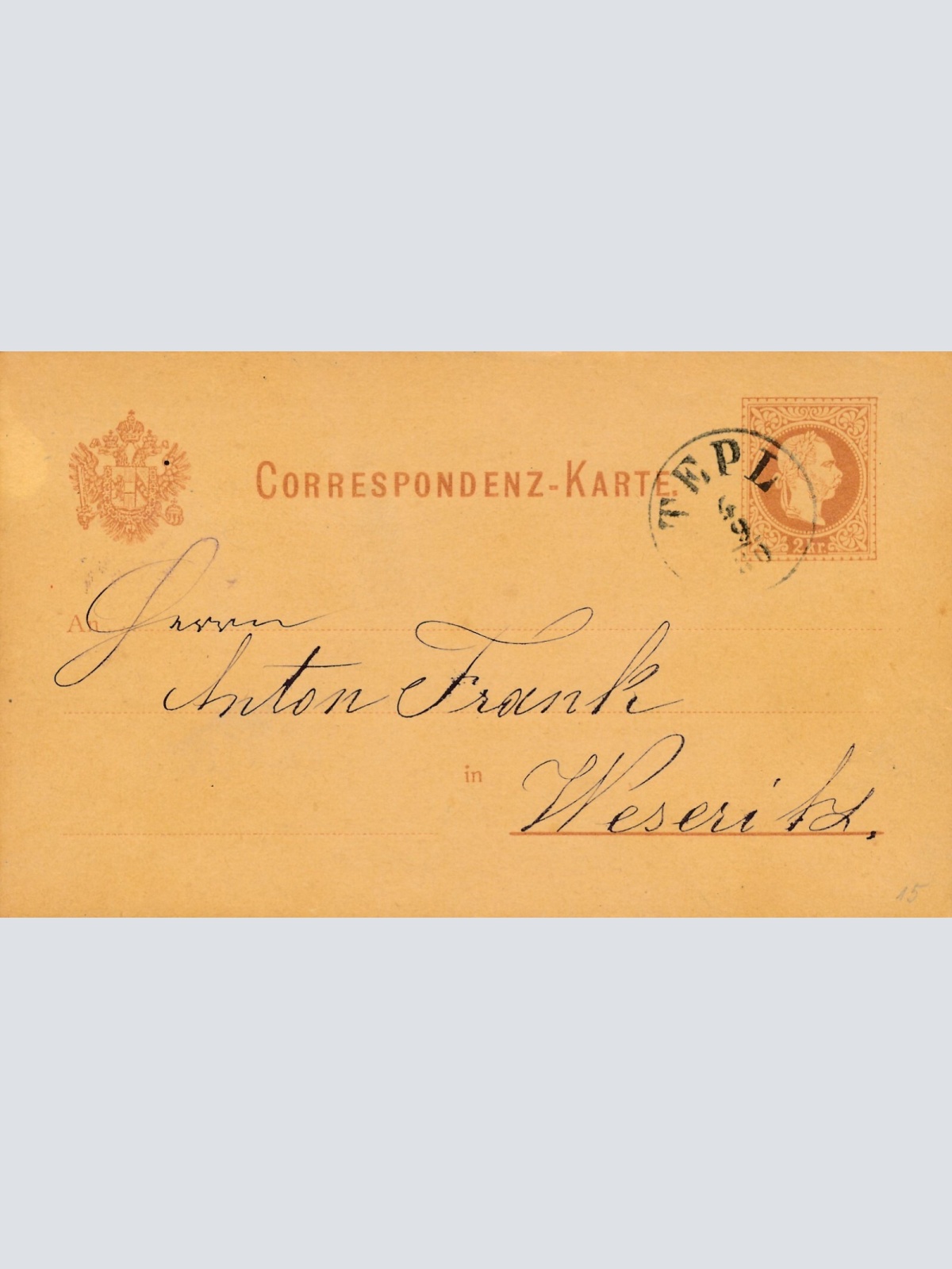 2 Kreuzer - Ganzsachen - Karte 1880 aus Tepl (10067)