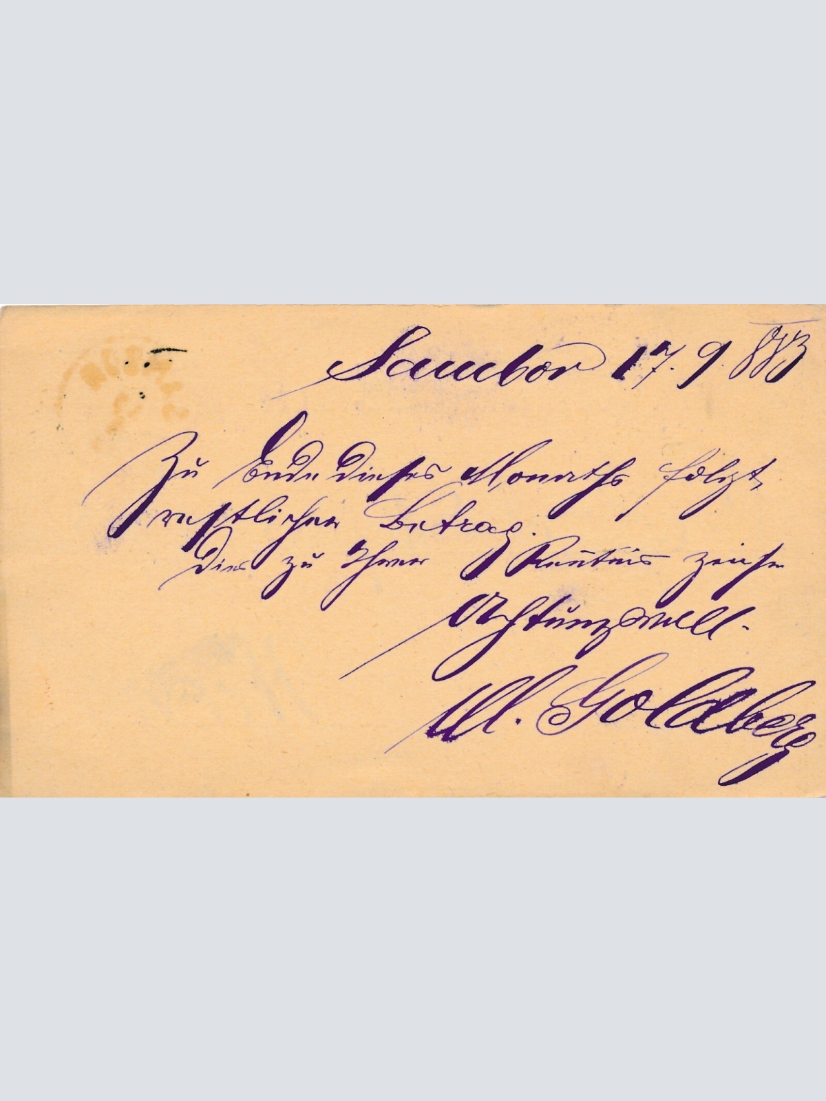 2 Kreuzer - Ganzsachen - Karte aus 1883 Sambor (10129)