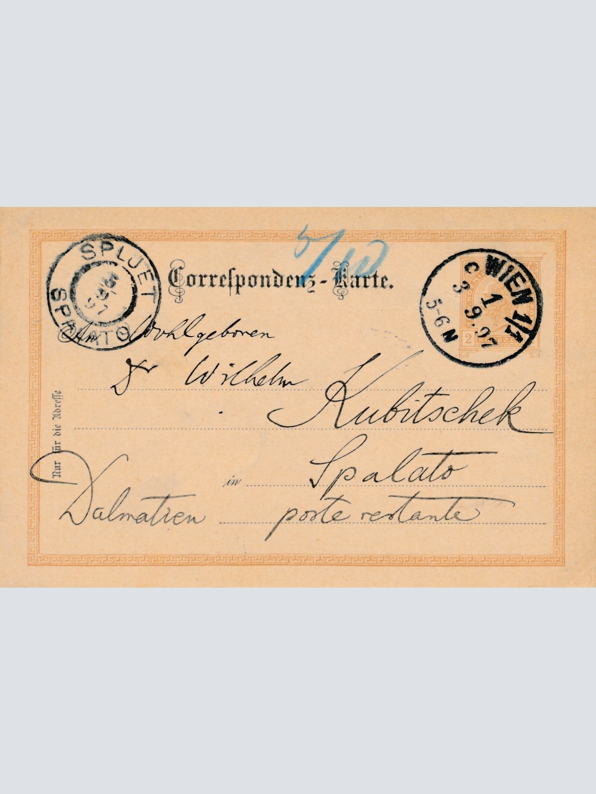 2 Kreuzer - Ganzsachen - Karte 1897 aus Wien (10133)