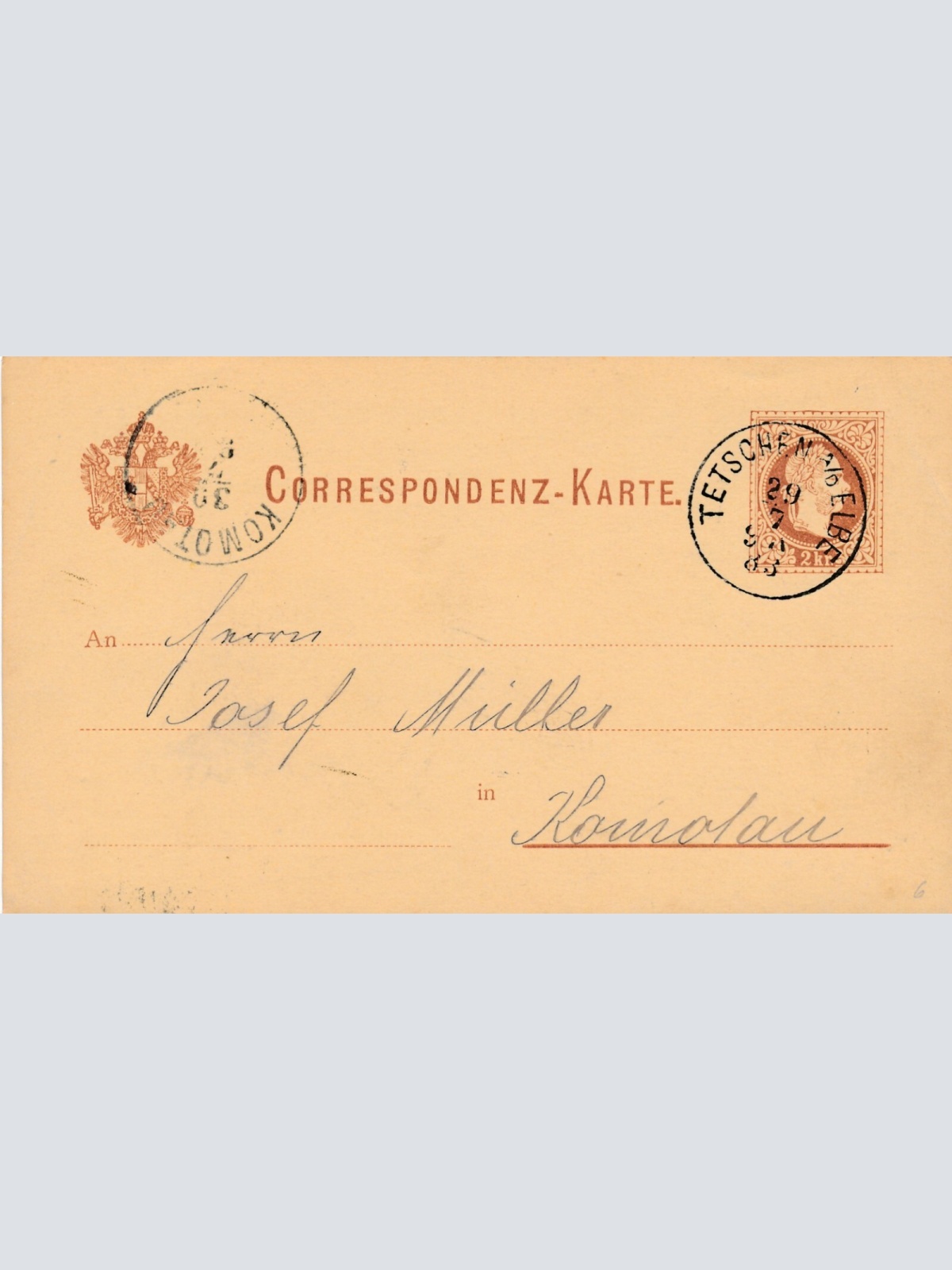 2 Kreuzer - Ganzsachen - Karte 1883 aus Tetschen (10119)
