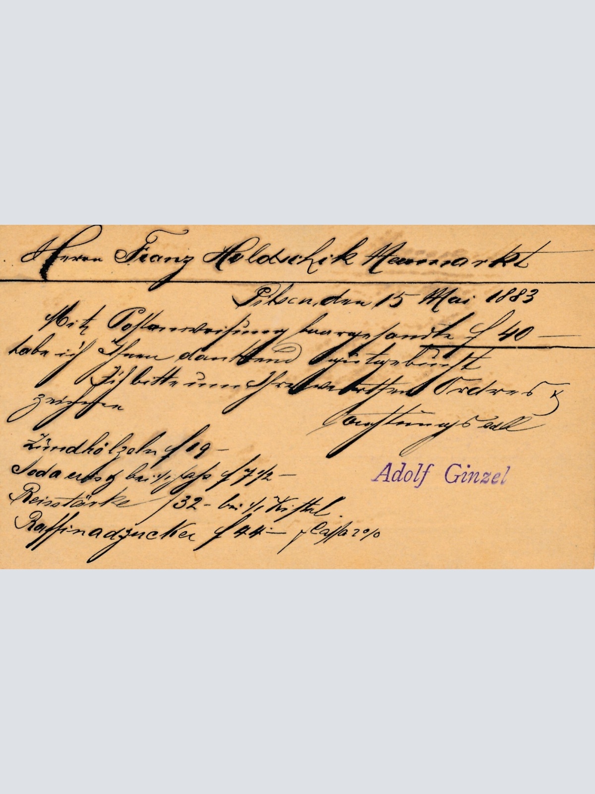 2 Kreuzer - Ganzsachen - Karte 1883 aus Pilsen - Pilzen (10111)