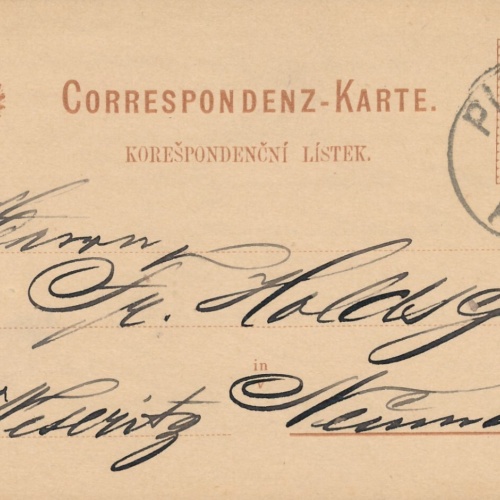 2 Kreuzer - Ganzsachen - Karte 1877 aus Pilsen - Pilzen (10113)