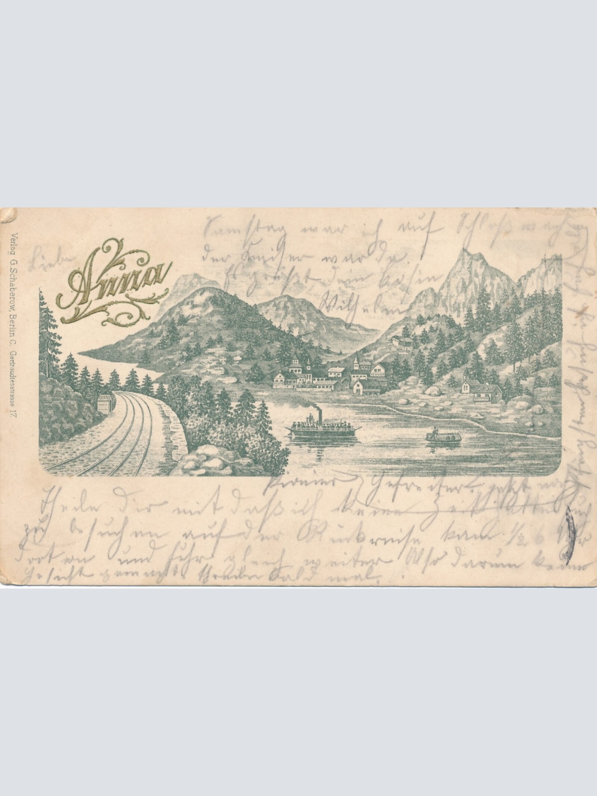 AK aus Anna Spanien mit Dampfer im See (9112)