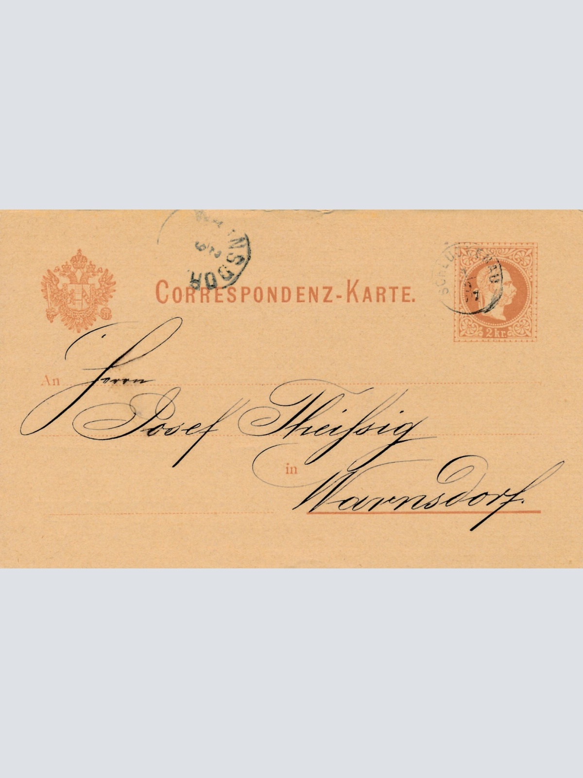 2 Kreuzer Ganzsachen - Karte 1877 aus Schlukenau (10526)