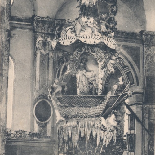 AK Traunkirchen mit Kircheninneres Kanzel Oberösterreich Ansichtskarte (10573)