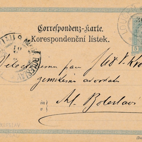 5 Heller Ganzsachen - Karte (Deutsch-Böhm) 1904 aus Loucen (10548)