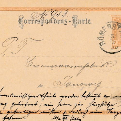 2 Kreuzer - Ganzsachen - Karte 1893 aus Römerstadt (10689)