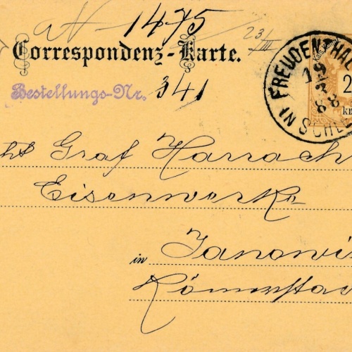 2 Kreuzer - Ganzsachen - Karte 1888 aus Freudenthal (10700)