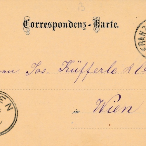 2 Kreuzer - Ganzsachen - Karte 1885 aus Franzensbad (10693)
