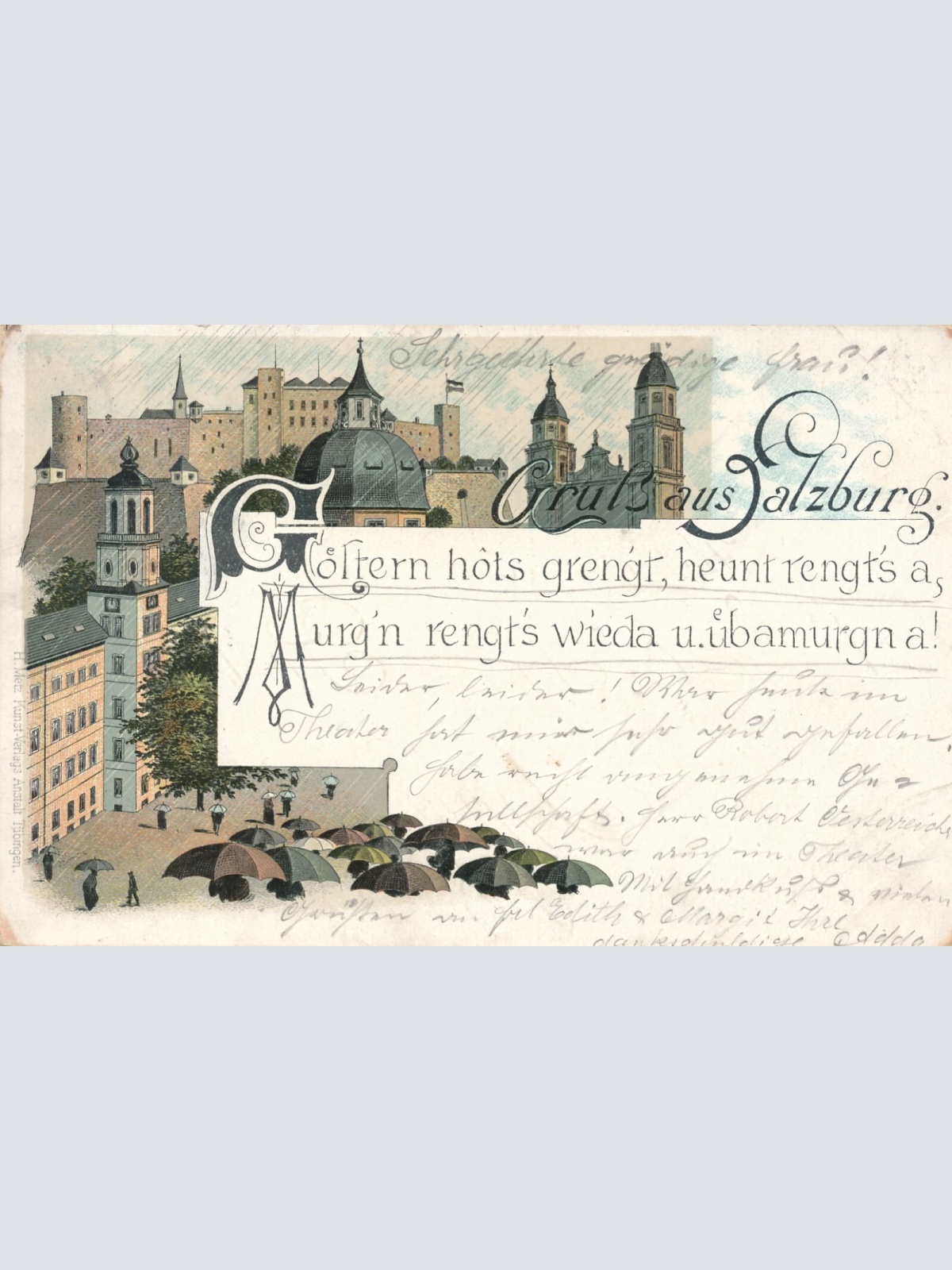 Litho - Karte gruss aus Salzburg Ansichtskarte (9323)