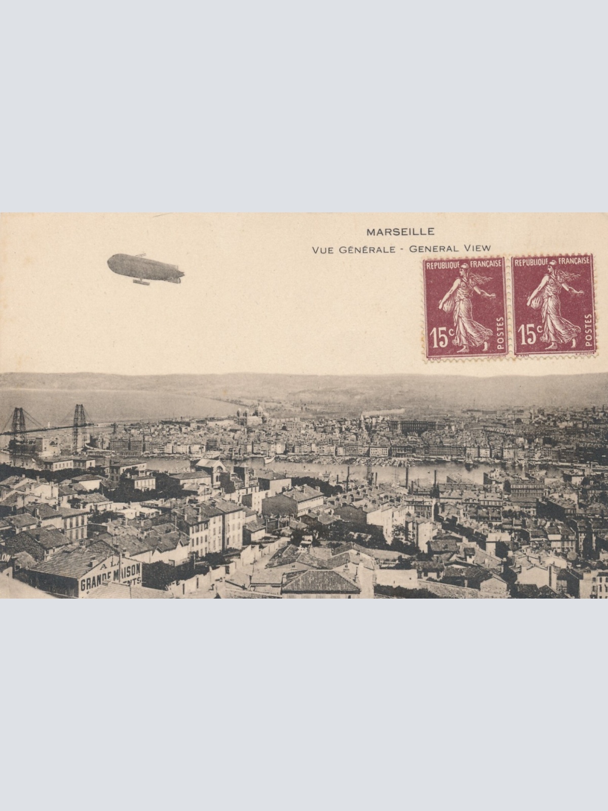 AK aus Marseille mit Zeppelin Fankreich (10759)
