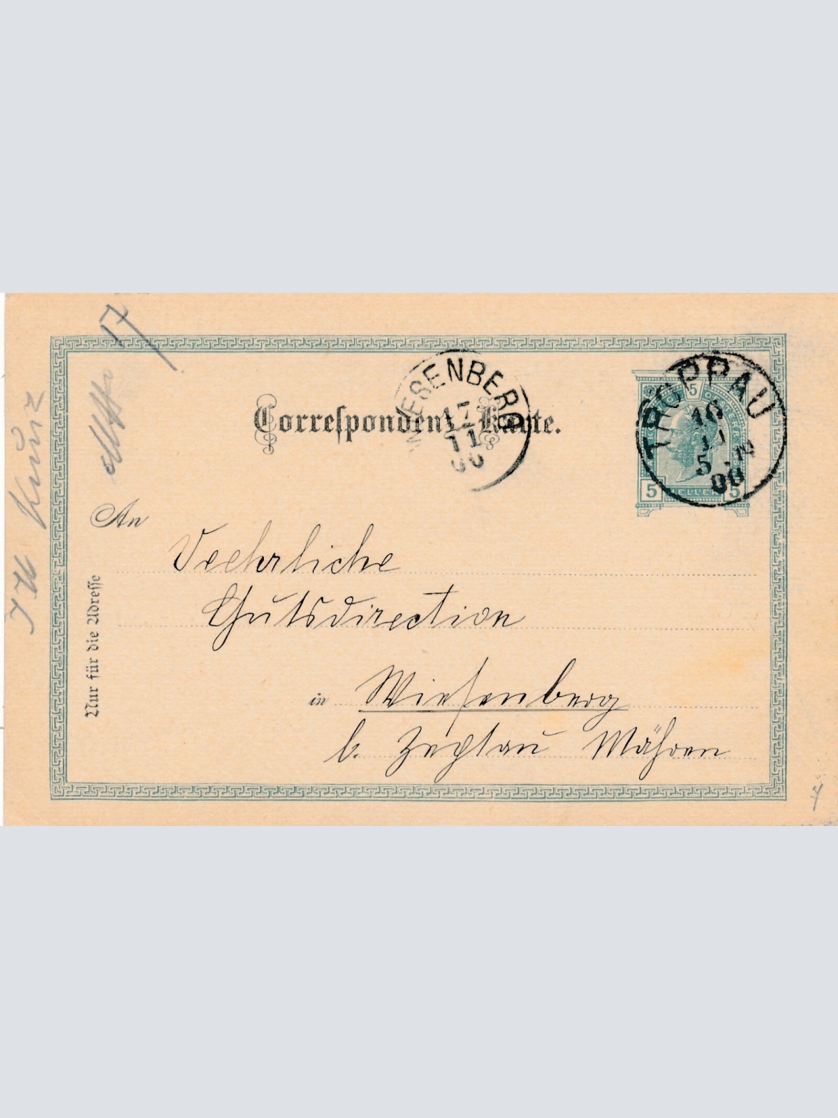 5 Heller - Ganzsachen - Karte 1900 aus Troppau (10649)