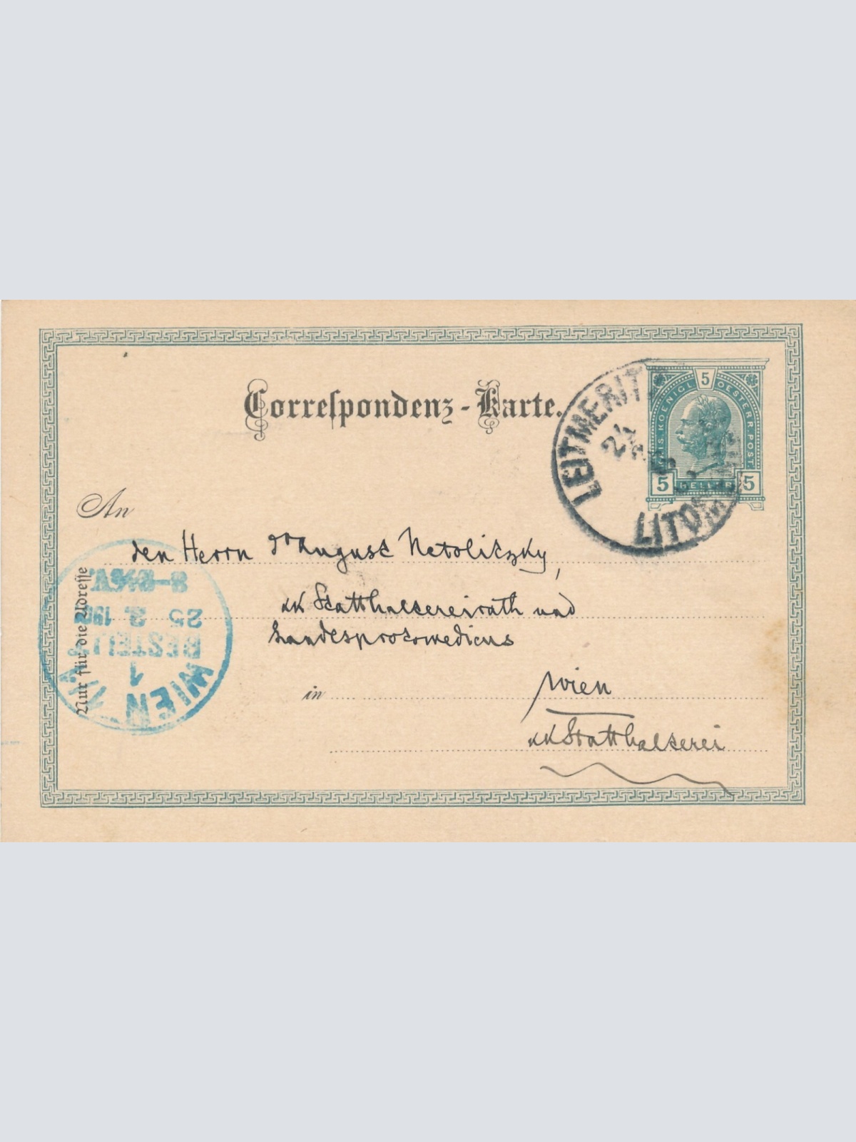 5 Heller - Ganzsachen - Karte 1901 aus Leitmeritz (10650)