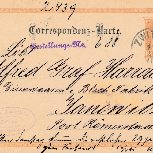 2 Kreuzer - Ganzsachen - Karte 1891 aus Zwittau (10687)