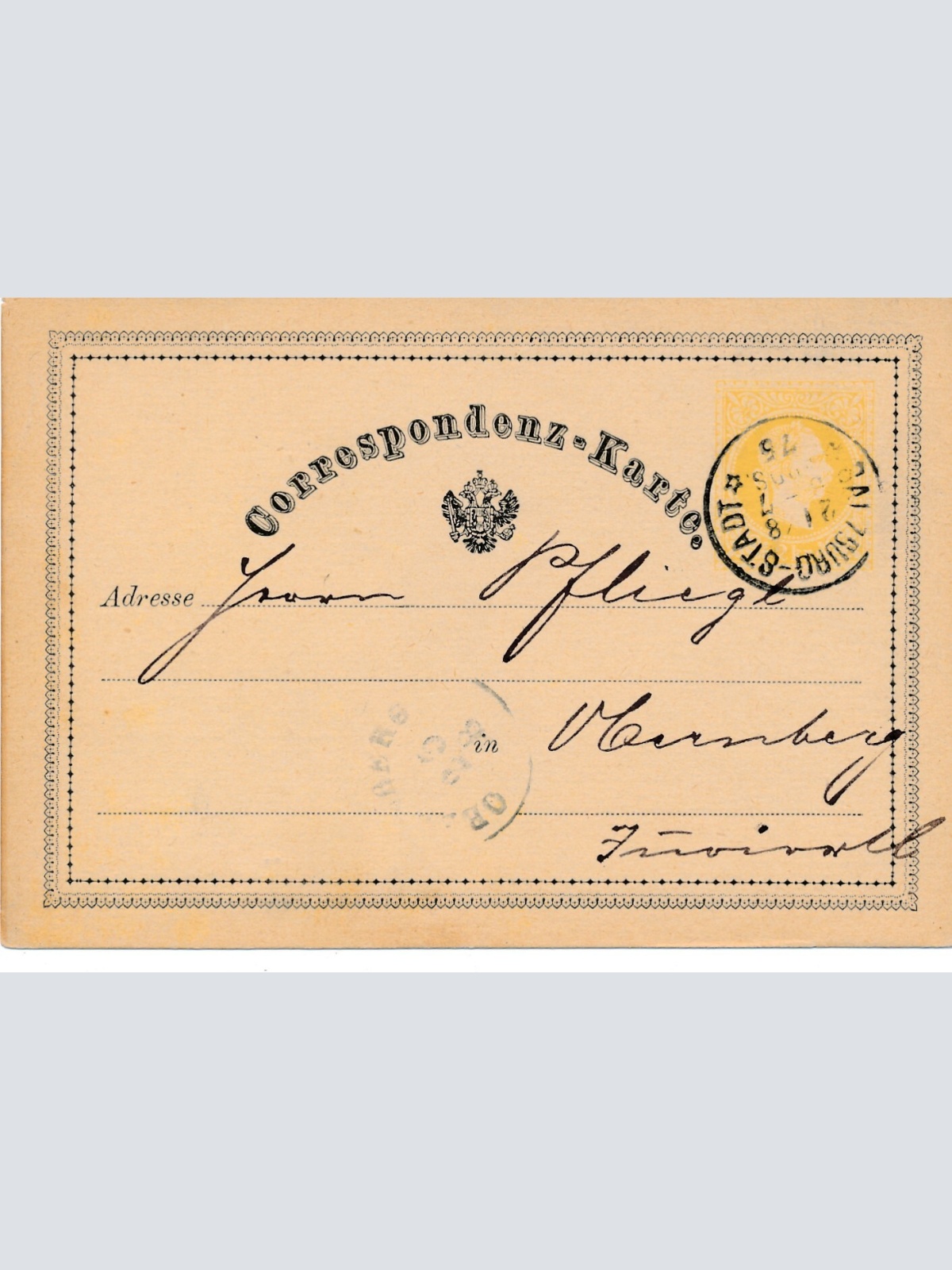 2 Kreuzer - Ganzsachen - Karte 1874 aus Salzburg Stadt (10662)
