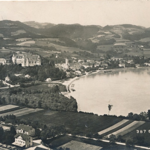 AK aus Grein a. Donau Oberösterreich Fliegerfoto (J104)