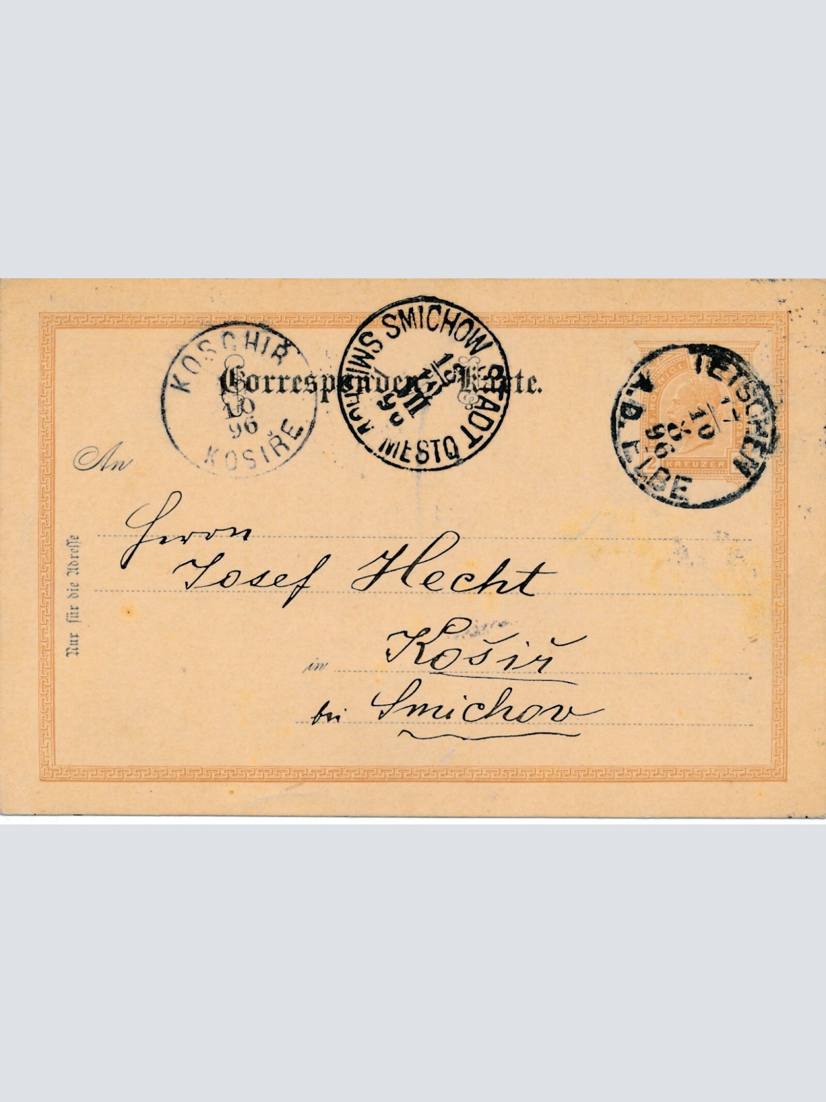 2 Kreuzer Ganzsachen - Karte 1896 aus Tetschen (10444)