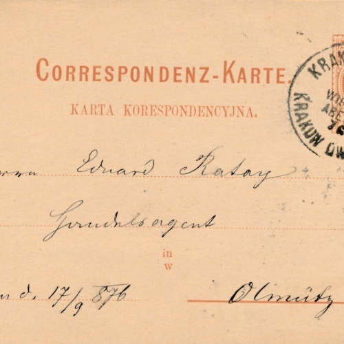 2 Kreuzer Ganzsachen - Karte 1876 aus Krakau (10448)