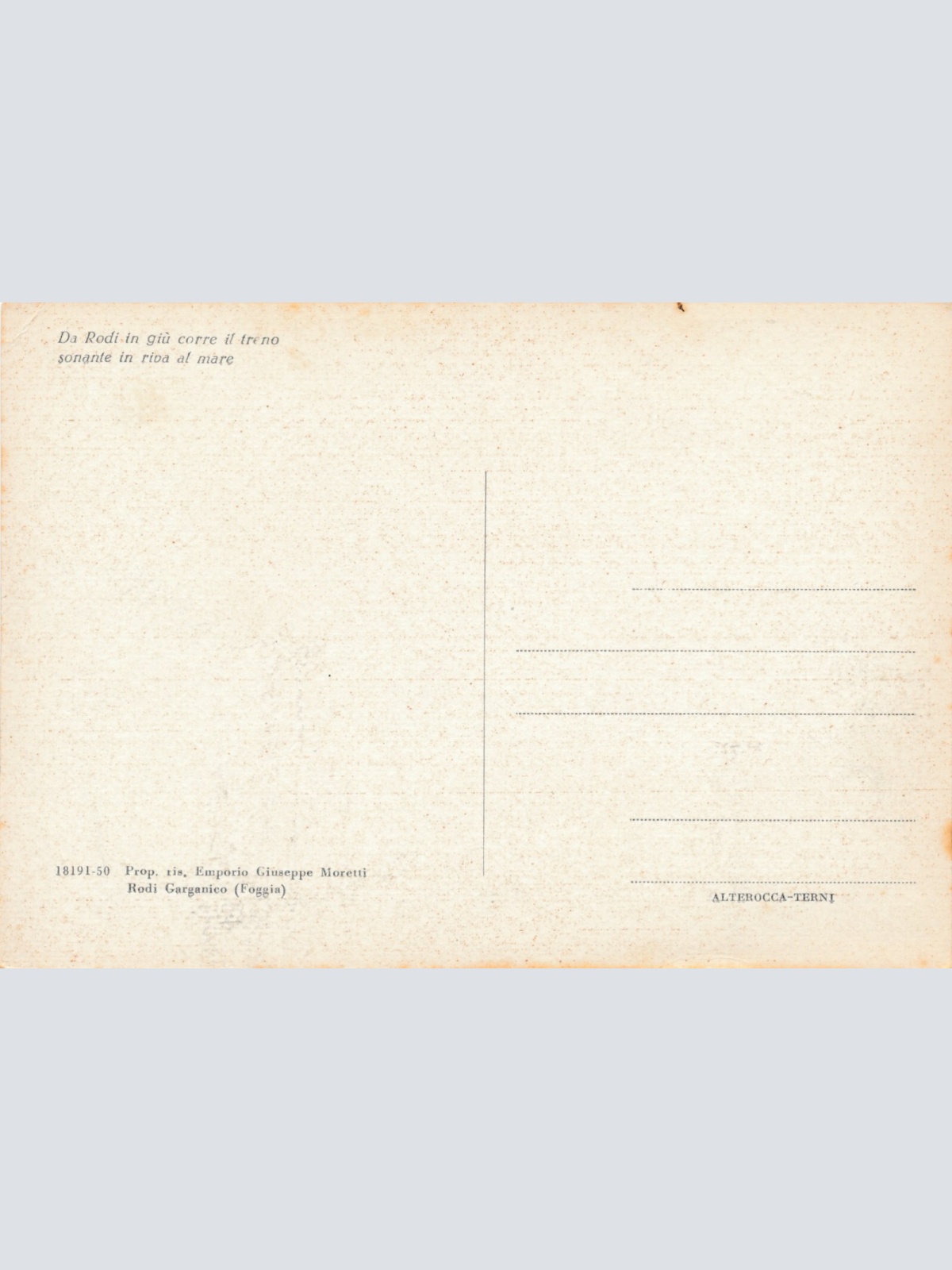 AK aus Rodi Garganico Stazione Ferrovaria Italien Ansichtskarte (10941)