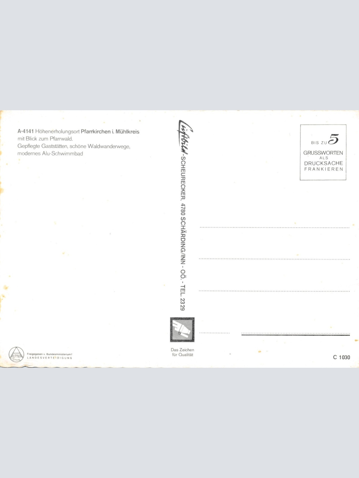 Scheurecker - Luftbild aus Pfarrkirchen Oberösterreich Ansichtskarte (10920)