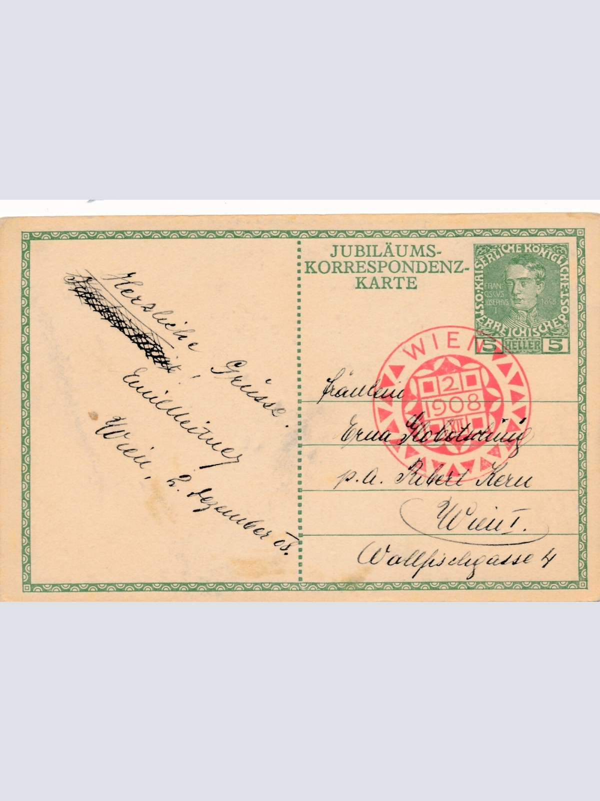 5 Heller - Ganzsachen - Karte 1909 aus Wien mit Kaiser Franz Josef (10385)